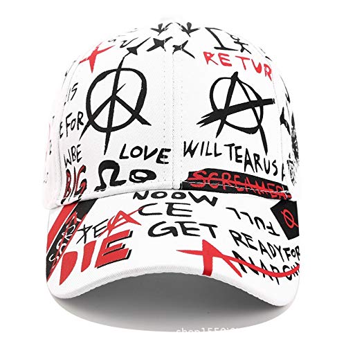 XingXiang Las Nuevas Letras de la Pintada Gorra de béisbol de paternidad Hombres y Mujeres viajan a lo Largo del Casquillo del Curvada Deportes Sombrero Casual (Color : White, Size : 58-60cm)