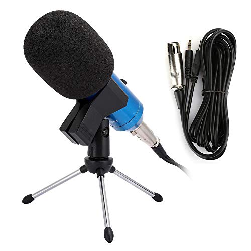 Xinwoer Micrófono, 3.5 mm Esponja a Prueba de Viento chapada en Oro Reverberación incorporada Controlador de micrófono de Mano Gratis para computadora Condensador Transmisión en Vivo Karaoke