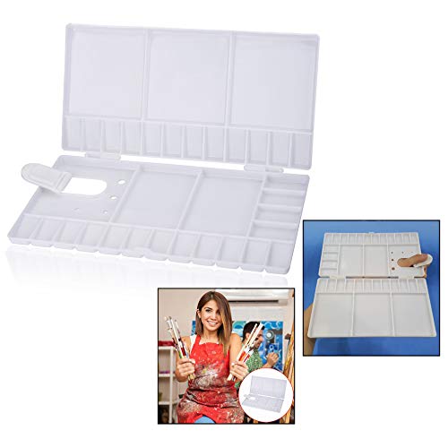 Xrten Paletas de Pintura de Plástico vacia Plegable con 33 Compartimentos para Pintura Acuarela, Blanco