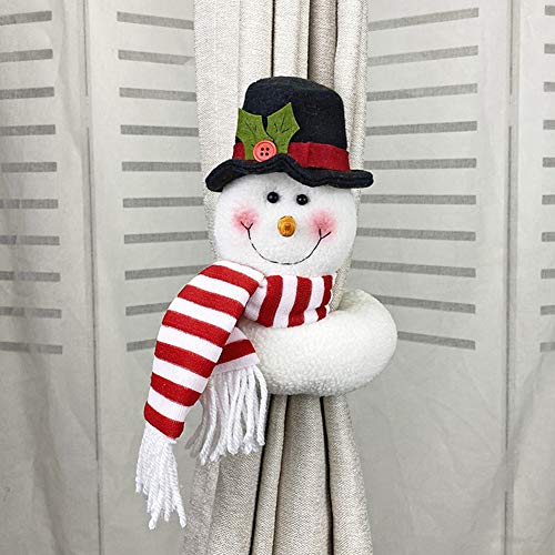 Xueliee Navidad Santa Claus muñeco de nieve cortina hebilla anillo decoración de dibujos animados alzapaños sujetador clip titular hotel restaurante salón ventana decoración
