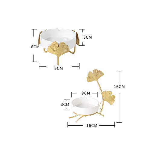 XVXFZEG Personalidad cerámica Hoja del Ginkgo del té Tabla cenicero del cenicero Europea Sala de Estar Oficina Cubierta Bar Restaurante Decoración de la Cenicero Regalo de los Hombres (blan
