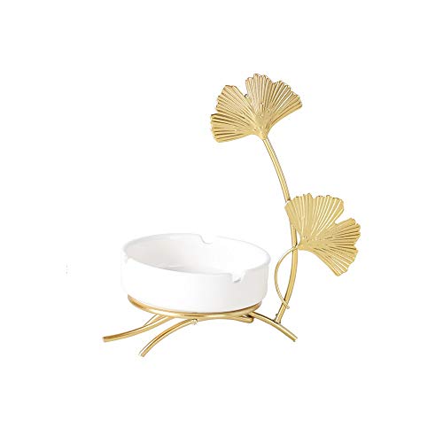 XVXFZEG Personalidad cerámica Hoja del Ginkgo del té Tabla cenicero del cenicero Europea Sala de Estar Oficina Cubierta Bar Restaurante Decoración de la Cenicero Regalo de los Hombres (blan