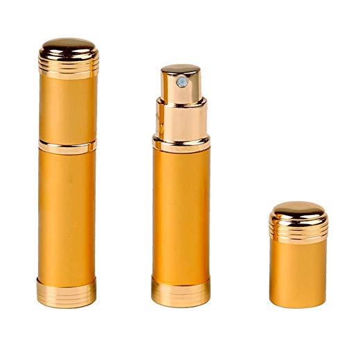 XWSH Caliente de la Venta 5ml Mini portátil de Aluminio for el Recorrido de la Botella de Perfume Recargable con el Aerosol y EmptyCosmetic recipientes con atomizador (Color : Oro)