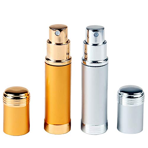 XWSH Caliente de la Venta 5ml Mini portátil de Aluminio for el Recorrido de la Botella de Perfume Recargable con el Aerosol y EmptyCosmetic recipientes con atomizador (Color : Oro)