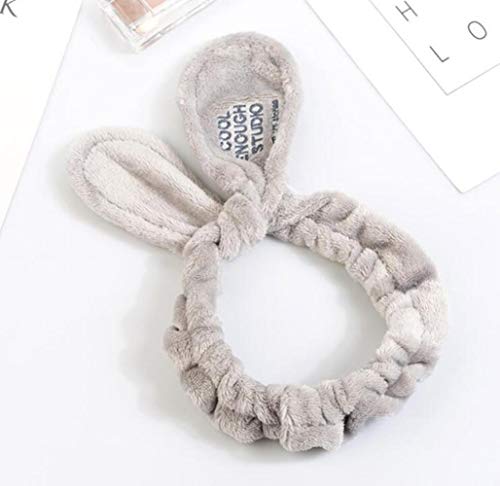 XZY   Cómodo Oreja de Conejo SPA Baño Ducha Maquillaje Lavado Rostro Cosmético Diadema Bandas para el Cabello, Rosa Claro