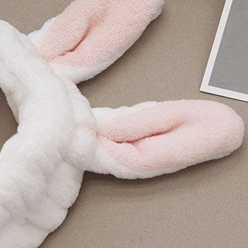 XZY Mujeres Maquillaje Banda para el Cabello   Orejas de Conejo Bandas para el Cabello Lavado Suave Cara Baño Diadema Envoltura de la Cabeza Turbante Accesorios para el Cabello, Rosa