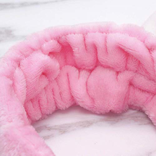 XZY Mujeres Maquillaje Banda para el Cabello   Orejas de Conejo Bandas para el Cabello Lavado Suave Cara Baño Diadema Envoltura de la Cabeza Turbante Accesorios para el Cabello, Rosa