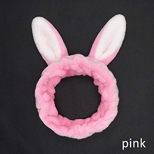 XZY Mujeres Maquillaje Banda para el Cabello   Orejas de Conejo Bandas para el Cabello Lavado Suave Cara Baño Diadema Envoltura de la Cabeza Turbante Accesorios para el Cabello, Rosa