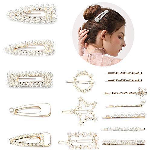 YADOCA 15 Pcs Perla Horquilla Elegante Horquilla Moda Pinza de Pelo Clips Pelo Perla Joyería Accesorios para el Cabello Pasadores de Pelo para Mujer y Niña