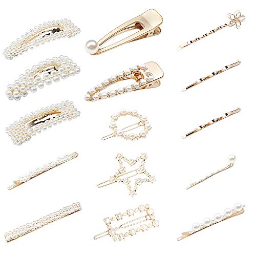 YADOCA 15 Pcs Perla Horquilla Elegante Horquilla Moda Pinza de Pelo Clips Pelo Perla Joyería Accesorios para el Cabello Pasadores de Pelo para Mujer y Niña
