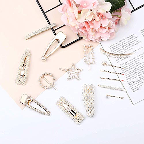 YADOCA 15 Pcs Perla Horquilla Elegante Horquilla Moda Pinza de Pelo Clips Pelo Perla Joyería Accesorios para el Cabello Pasadores de Pelo para Mujer y Niña