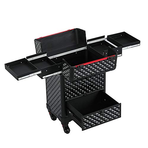 Yaheetech Melate de Maquillaje Estuche Cosméticos Maletín Profesional Malete con Ruedas para Salón Peluquería