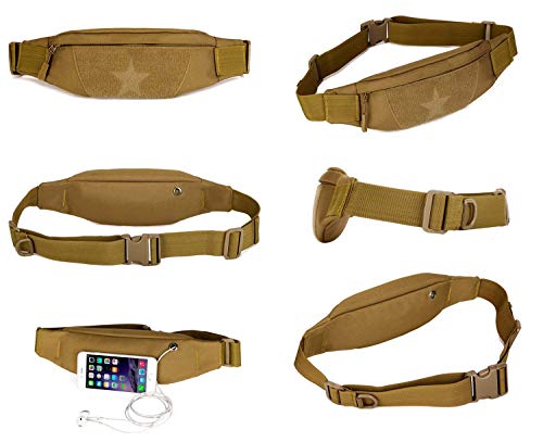 Yakmoo Bolso de Cintura Estilo Militar Táctico Bolsa de Riñonera Deportiva Impermeable Molle Sistema al Aire Libre Negro