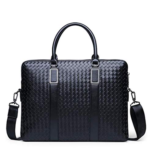 YANHUA Maletín 14 Pulgadas portátil Bolso, Bolso de totalizador Bolsa de Mensajero Bandolera Hombro Bolsas para Hombres Escuela Oficina Negocio Trabajo Empleo Superior-manija Bolsa Negro