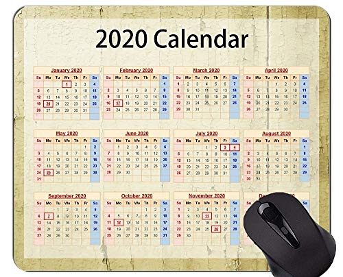 Yanteng Calendario para 2020 años Alfombrillas de ratón Personalizadas, Fondo de Corteza Muerta Alfombrillas de ratón