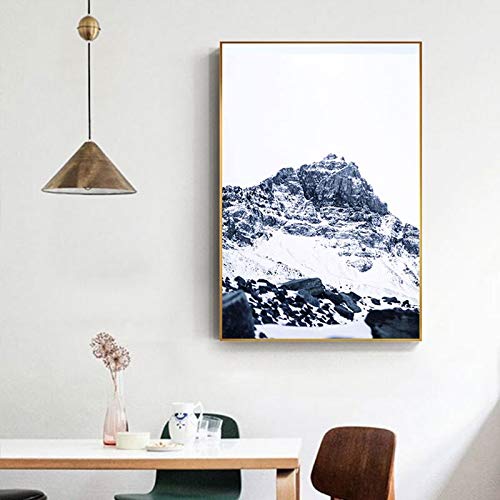 yaoxingfu Sin Marco Snow Mountain Forest Blue Sea Canvas ng Splendid Nature Poster Print Wall Picture for Living Room Decoración nórdica Inicio 30x45cm