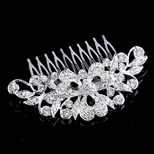 YAZILIND Novia Peine de Flores Rhinestones Mujer Exquisita Boda Tocado Pelo Accesorios