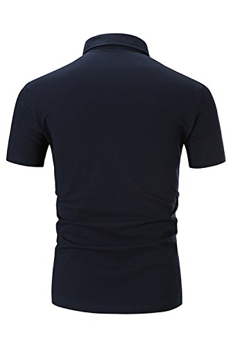 YCUEUST Polo de Manga Corta para Hombre Polos Premium Algodón Camisetas Azul EU XL