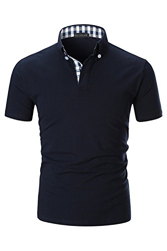 YCUEUST Polo de Manga Corta para Hombre Polos Premium Algodón Camisetas Azul EU XL