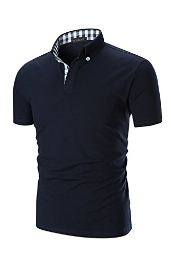 YCUEUST Polo de Manga Corta para Hombre Polos Premium Algodón Camisetas Azul EU XL