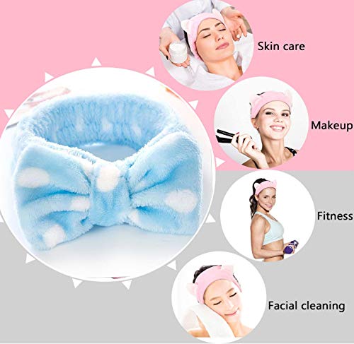 Yean - Cinta elástica para el pelo, diseño de lazo, color blanco, para maquillaje, ducha, spa, yoga, deportes, (3 unidades)