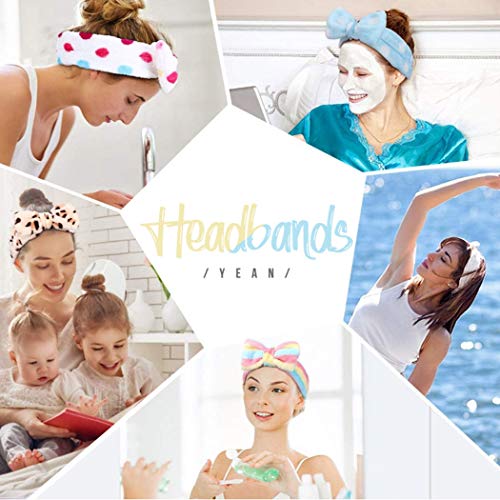 Yean - Cinta elástica para el pelo, diseño de lazo, color blanco, para maquillaje, ducha, spa, yoga, deportes, (3 unidades)