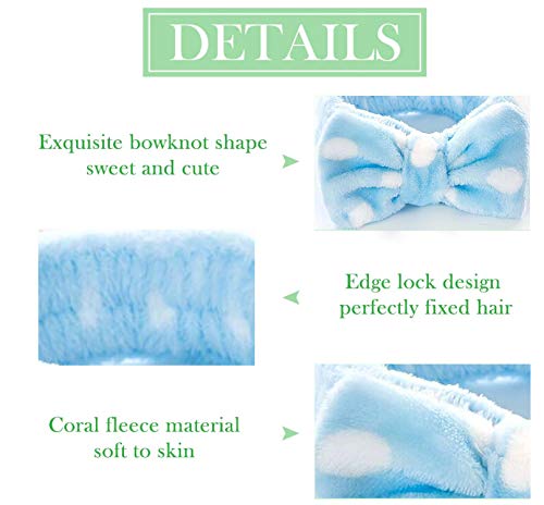 Yean - Cinta elástica para el pelo, diseño de lazo, color blanco, para maquillaje, ducha, spa, yoga, deportes, (3 unidades)