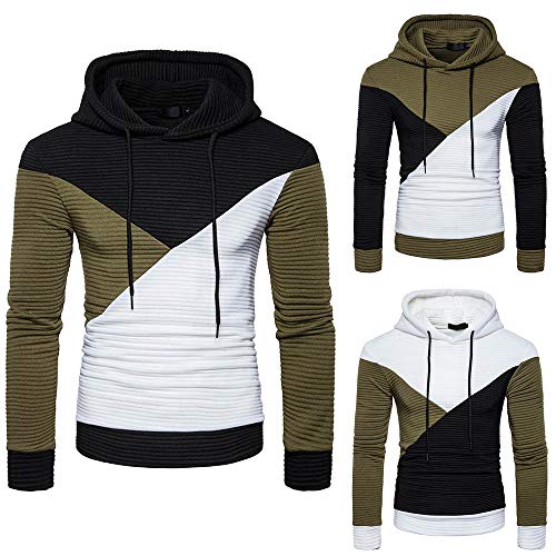 Yesmile ⭐ Hombre sudadera con capucha Invierno calentar elástico traje de deportes al aire libre manga larga Ajustado Delgado patchwork color liso estilo simple