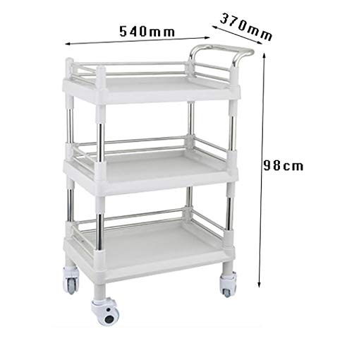 YHDD 3-Tier salón de spa de belleza peluquería del balanceo de la carretilla de la compra, de acero inoxidable médico de la compra YHDD (Size : S(L54*W37*H98cm))