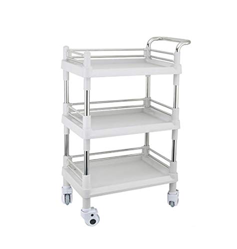 YHDD 3-Tier salón de spa de belleza peluquería del balanceo de la carretilla de la compra, de acero inoxidable médico de la compra YHDD (Size : S(L54*W37*H98cm))