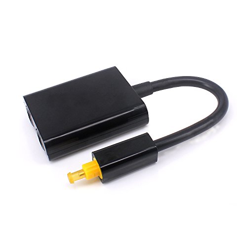 Yilan - Divisor de fibra óptica (1 a 2, 1 a 2 Toslink, cable adaptador divisor de audio óptico digital de 1 a 2 salidas) negro