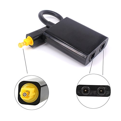 Yilan - Divisor de fibra óptica (1 a 2, 1 a 2 Toslink, cable adaptador divisor de audio óptico digital de 1 a 2 salidas) negro