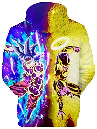 YIMIAO Niño Sudadera con Capucha 3D Digital Impreso Goku Super Saiyan Hoodie Hip Hop(XS)