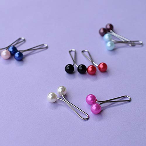 Yinuneronsty 12 Unids/Pack Bufandas De Mujer Musulmana Hijab Clips En U De Acero Inoxidable Colgante De Bola De Perlas De Imitación De Color Broche De Mantón De Seguridad Alfileres