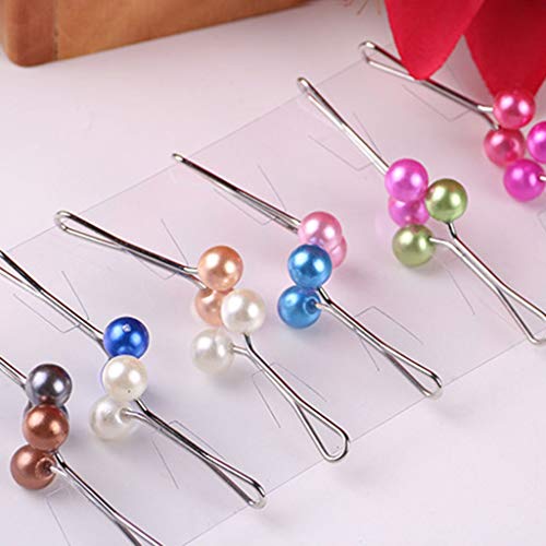 Yinuneronsty 12 Unids/Pack Bufandas De Mujer Musulmana Hijab Clips En U De Acero Inoxidable Colgante De Bola De Perlas De Imitación De Color Broche De Mantón De Seguridad Alfileres