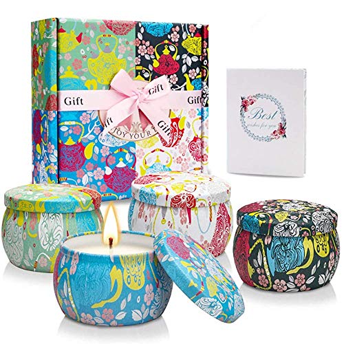 YINUO LIGHT Velas Perfumadas de Regalo, Regalos Originales para Mujer, 100% de Cera de Soja Velas Perfumadas de Lata de Viaje para Aliviar el Estrés, Cumpleaños, Día de San Valentín, Día de La Madre
