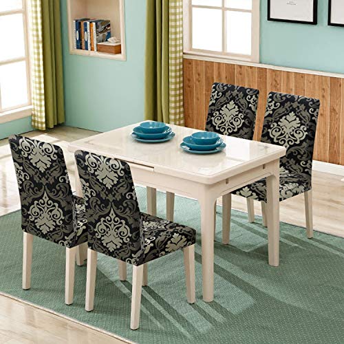 YISUN Fundas de Silla de Comedor en Spandex, Elásticas y Modernas, Extraíbles y Lavables, Fundas de Licra para Sillas Altas 4/6 Piezas Fundas Protectoras para Sillas