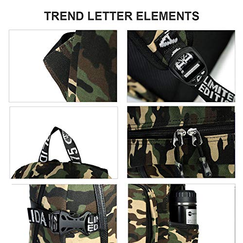 YMXLJJ Mochilas Escolares Impermeables de Camo, Mochila para Viajes al Aire Libre Que Acampa, Bolsa para Computadora Portátil de Gran Capacidad