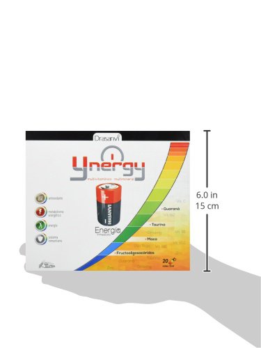 Ynergy Energía Inmediata 20 viales x 15 ml con Maca, Ginseng, Guaraná, Vitaminas y Minerales Drasanvi