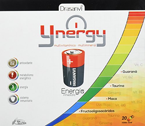 Ynergy Energía Inmediata 20 viales x 15 ml con Maca, Ginseng, Guaraná, Vitaminas y Minerales Drasanvi