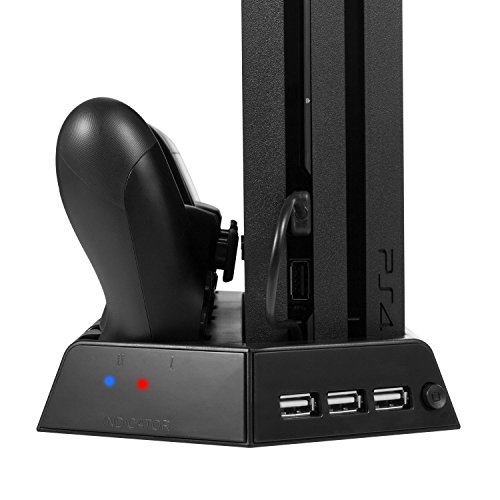 Younik VG-09 PS4 Pro - Ventilador Vertical de refrigeracióncon Controlador Dualshock y estación de Carga de 3 Puertos USB Hub para Playstation 4 Pro