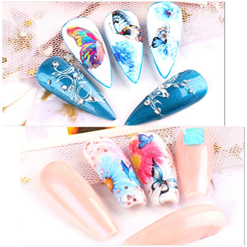 Yousir Nail Art Stickers Slider Butterfly Transfer Water Set Colorido Floral Manicure Decals Nail Art Decor