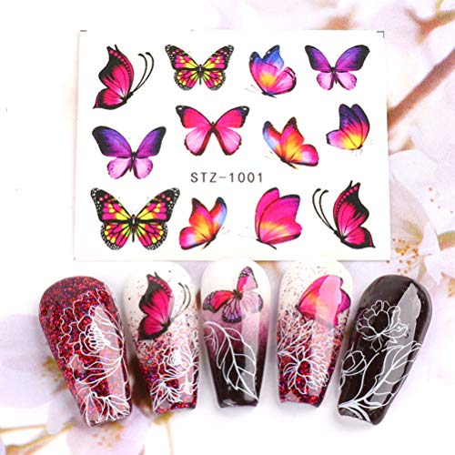 Yousir Nail Art Stickers Slider Butterfly Transfer Water Set Colorido Floral Manicure Decals Nail Art Decor