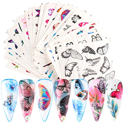 Yousir Nail Art Stickers Slider Butterfly Transfer Water Set Colorido Floral Manicure Decals Nail Art Decor