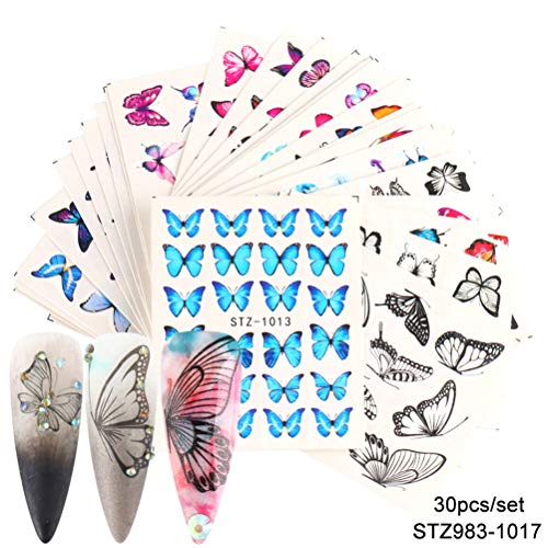 Yousir Nail Art Stickers Slider Butterfly Transfer Water Set Colorido Floral Manicure Decals Nail Art Decor
