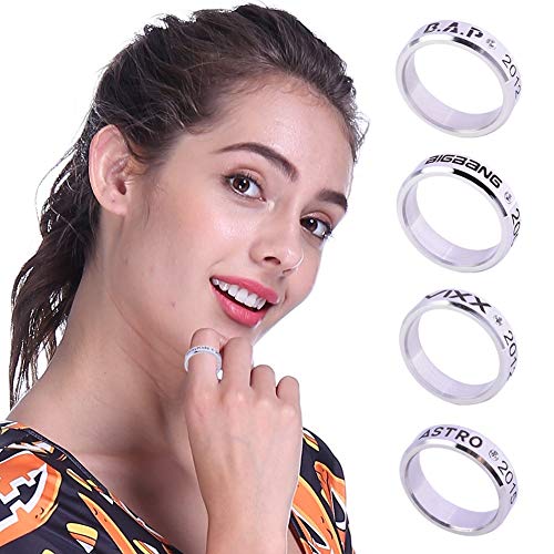 Youyouchard Kpop Straykids VIXX Astro B.A.P Anillo de acero de titanio con cadena de acero gratis (1. Straykids)