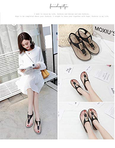 ypyrhh Sandalias de tacón de cuña con Puntera Baja,Vacation Beach Seaside Sandalias de Mujer,Pantuflas de tacón Inclinado-Negro_35,Sandalias de Punta Abierta con Solapa para Mujer