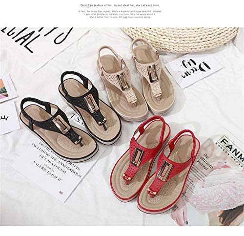 ypyrhh Sandalias de tacón de cuña con Puntera Baja,Vacation Beach Seaside Sandalias de Mujer,Pantuflas de tacón Inclinado-Negro_35,Sandalias de Punta Abierta con Solapa para Mujer