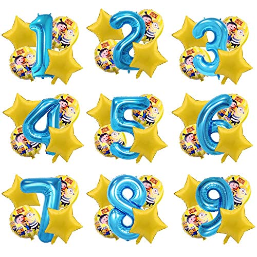 Yqs Globo Globo de la Hoja 5pcs Fiesta de cumpleaños Minions Número de Helio Parte Juego Balón de Decoraciones de niños (Color : 6)