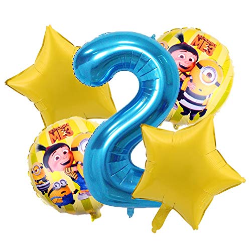 Yqs Globo Globo de la Hoja 5pcs Fiesta de cumpleaños Minions Número de Helio Parte Juego Balón de Decoraciones de niños (Color : 6)
